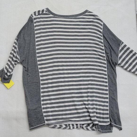 Simply Vera Vera Wang Grey + White Striped Long Sleeve Top | Women’s Large - Picture 5 of 5